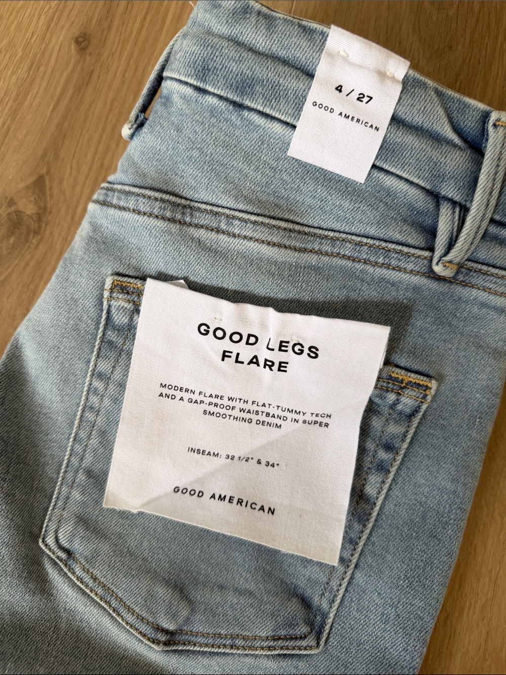 Good American Light Wash Good Legs Flare Jeans - Picture 5 of 7